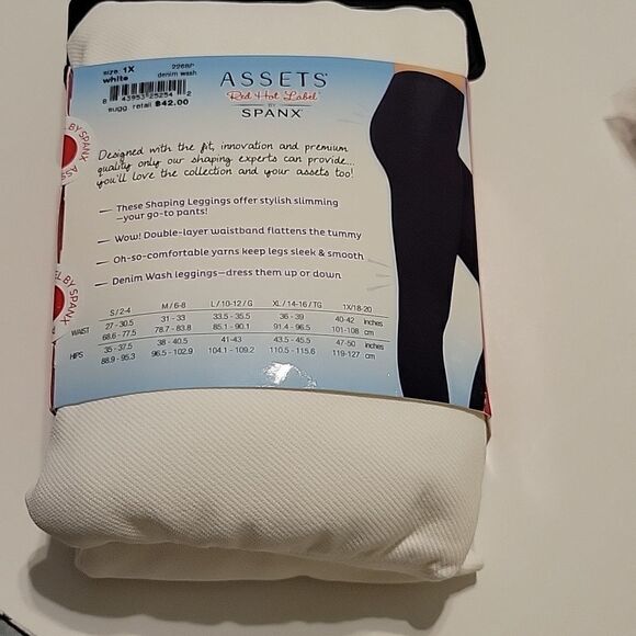 NEW 1X SPANX DENIM WASH WHITE SLIMMING CLASSIC SEAMLESS LEGGINGS NWT - Picture 4 of 7